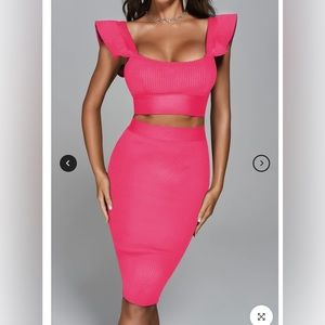 Bandage hot pink set two piece